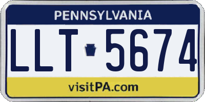 PA license plate LLT5674