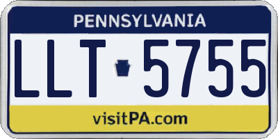 PA license plate LLT5755