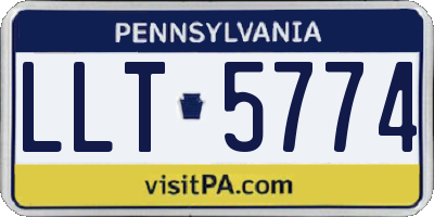 PA license plate LLT5774