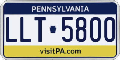 PA license plate LLT5800