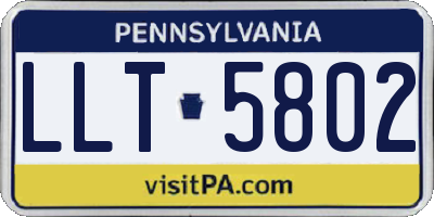 PA license plate LLT5802