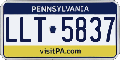 PA license plate LLT5837