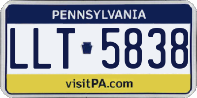 PA license plate LLT5838