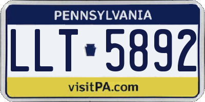 PA license plate LLT5892