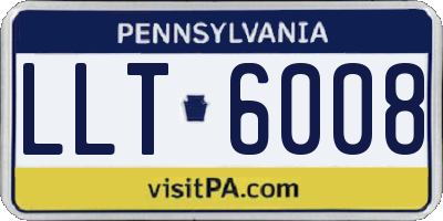 PA license plate LLT6008