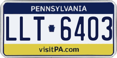 PA license plate LLT6403
