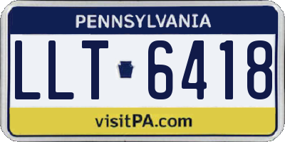 PA license plate LLT6418