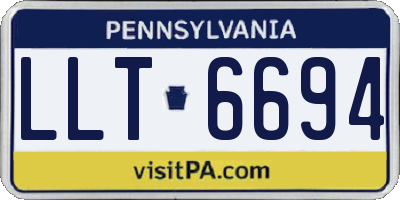 PA license plate LLT6694