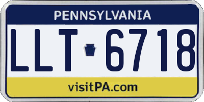PA license plate LLT6718