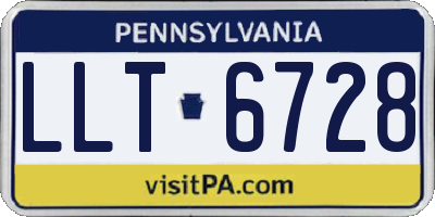 PA license plate LLT6728