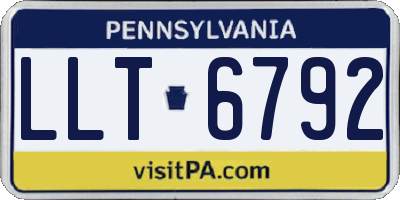PA license plate LLT6792