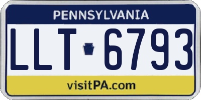 PA license plate LLT6793