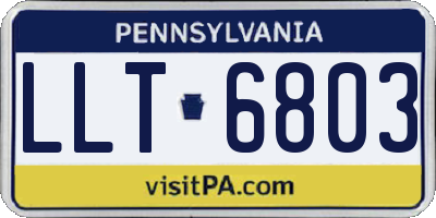 PA license plate LLT6803