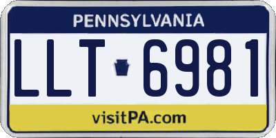 PA license plate LLT6981