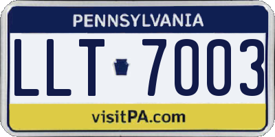 PA license plate LLT7003