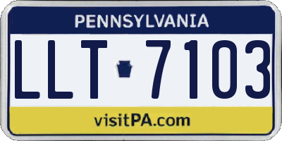 PA license plate LLT7103