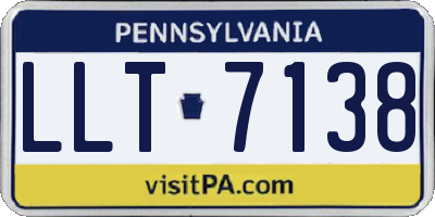 PA license plate LLT7138