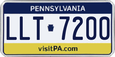 PA license plate LLT7200