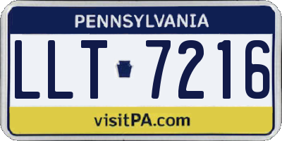PA license plate LLT7216
