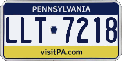 PA license plate LLT7218