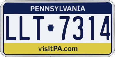 PA license plate LLT7314