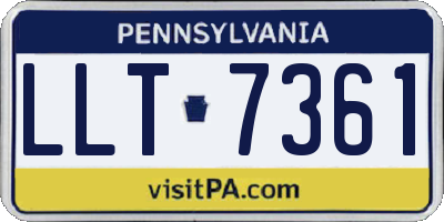 PA license plate LLT7361