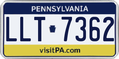 PA license plate LLT7362