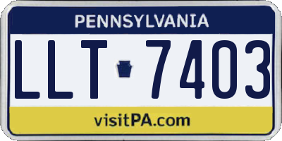 PA license plate LLT7403
