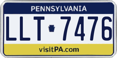 PA license plate LLT7476
