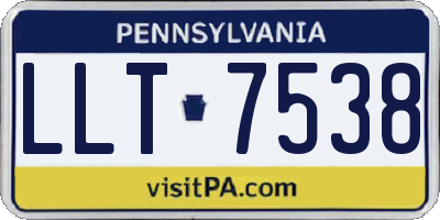 PA license plate LLT7538