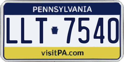 PA license plate LLT7540