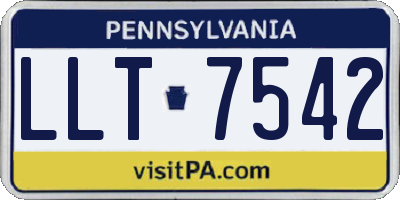 PA license plate LLT7542
