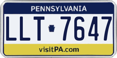PA license plate LLT7647