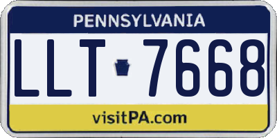 PA license plate LLT7668