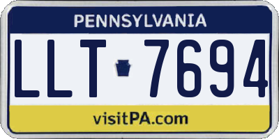 PA license plate LLT7694