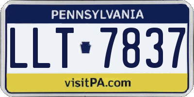 PA license plate LLT7837