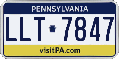 PA license plate LLT7847