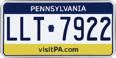 PA license plate LLT7922
