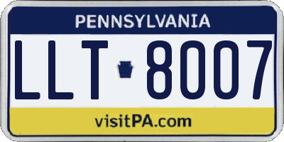 PA license plate LLT8007