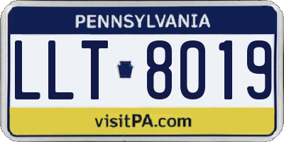 PA license plate LLT8019