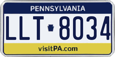 PA license plate LLT8034