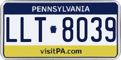 PA license plate LLT8039