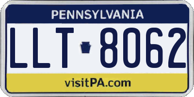 PA license plate LLT8062