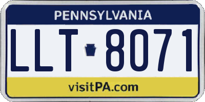 PA license plate LLT8071