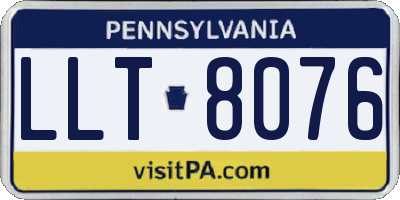 PA license plate LLT8076