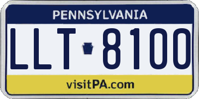 PA license plate LLT8100