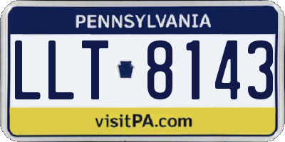 PA license plate LLT8143