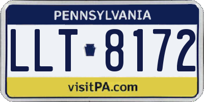 PA license plate LLT8172