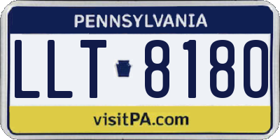 PA license plate LLT8180