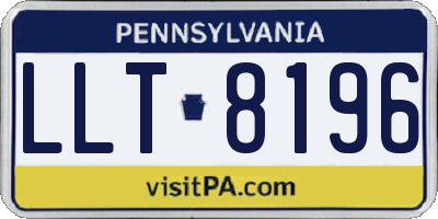 PA license plate LLT8196